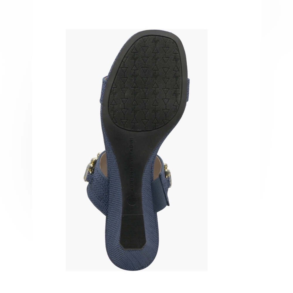 Adrienne Vittadini Acres Embellished Sandals Blue Raffia Women’s Size 7.5 Jewels - Picture 11 of 13